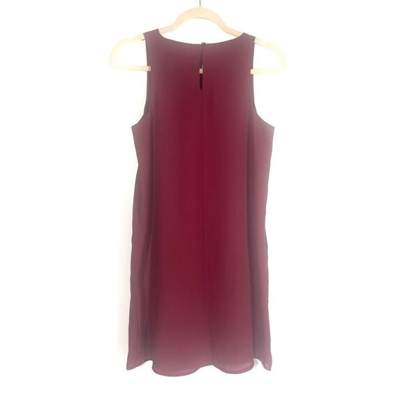 PINK ROSE Burgundy Crepe Mini Sleeveless Pullover Shift Dress Women Small NWT - Picture 2 of 3